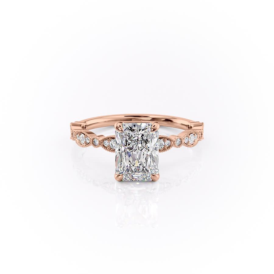 2.10 CT Radiant Milgrain Style Moissanite Engagement Ring