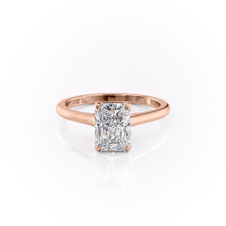 2.10 CT Radiant Cut Hidden Halo Style Moissanite Engagement Ring