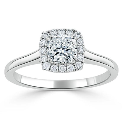 0.75 CT Cushion Cut Halo Moissanite Engagement Ring