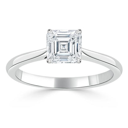 1.0 CT Asscher Cut Solitaire Moissanite Engagement Ring