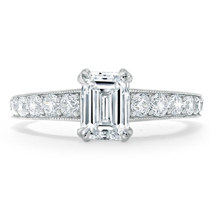 0.75 CT Emerald Cut Solitaire Moissanite Engagement Ring